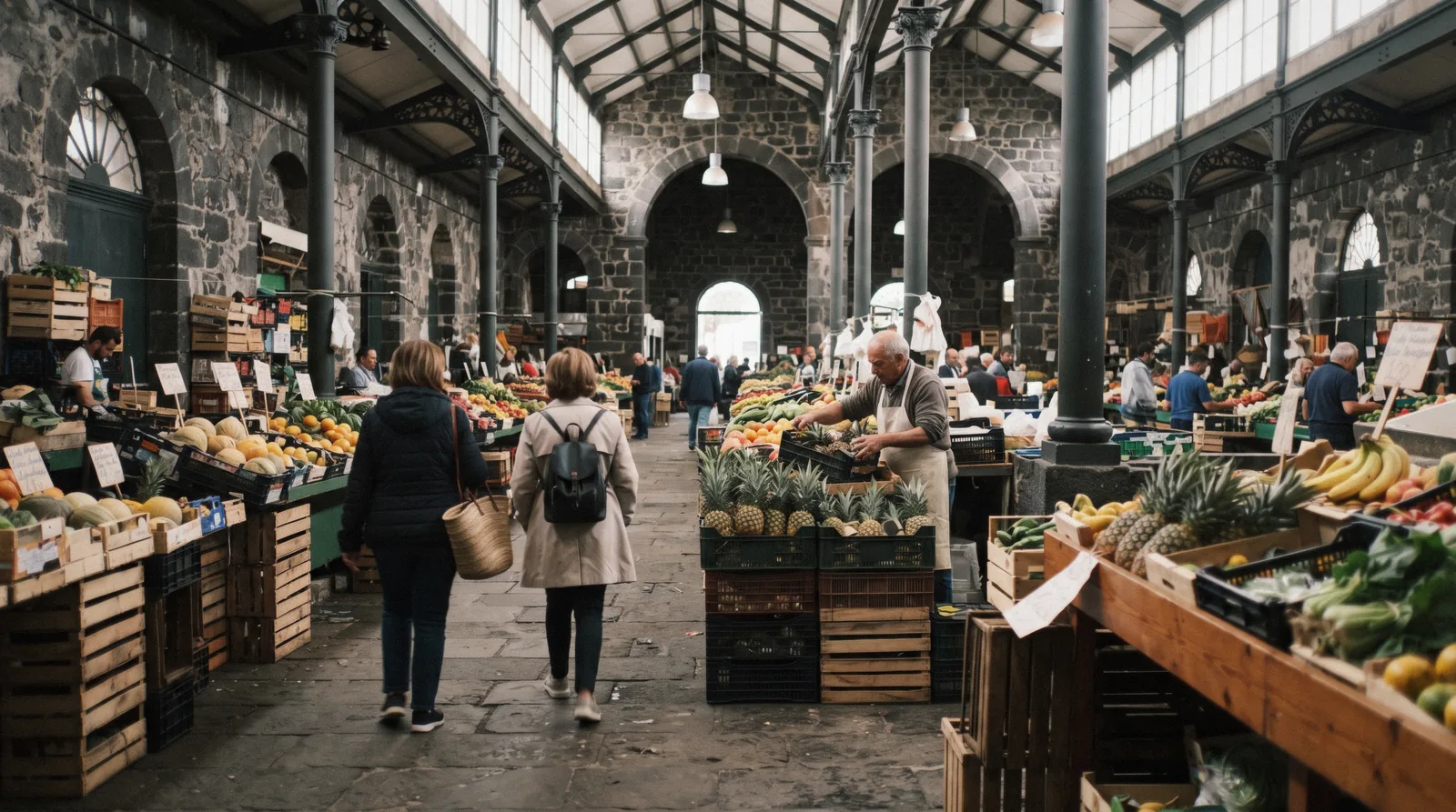 Food stops in the Azores, from the Ponta Delgada market hall and pineapple greenhouses to a bar counter in Horta