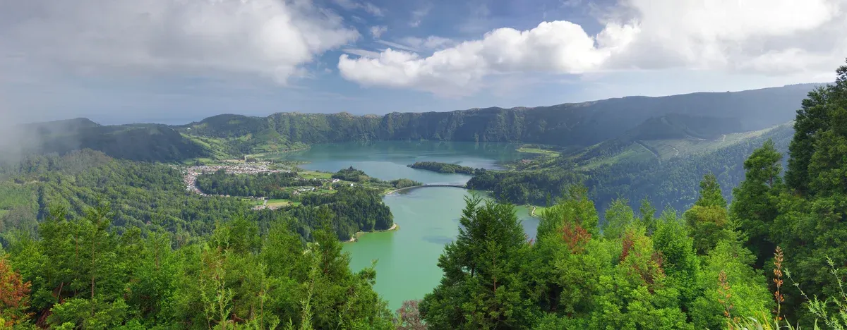 The twin lakes of Sete Cidades seen from the Vista do Rei viewpoint